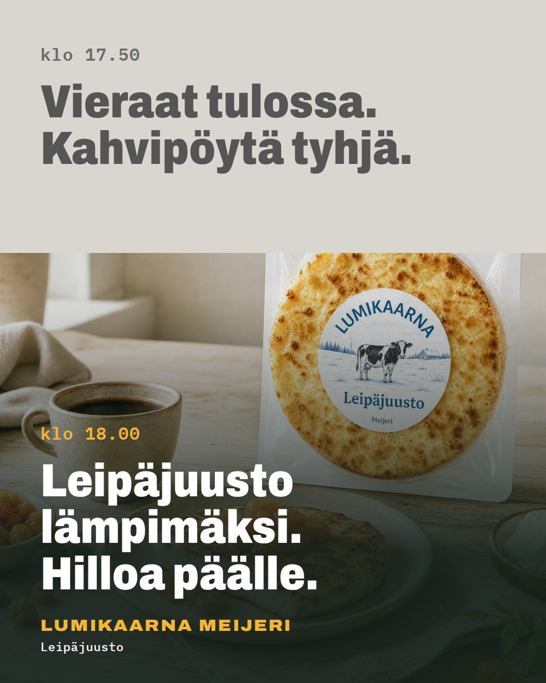Ongelma ja ratkaisu-mainos brändille Lumikaarna Meijeri, Ziildin demobrändi
