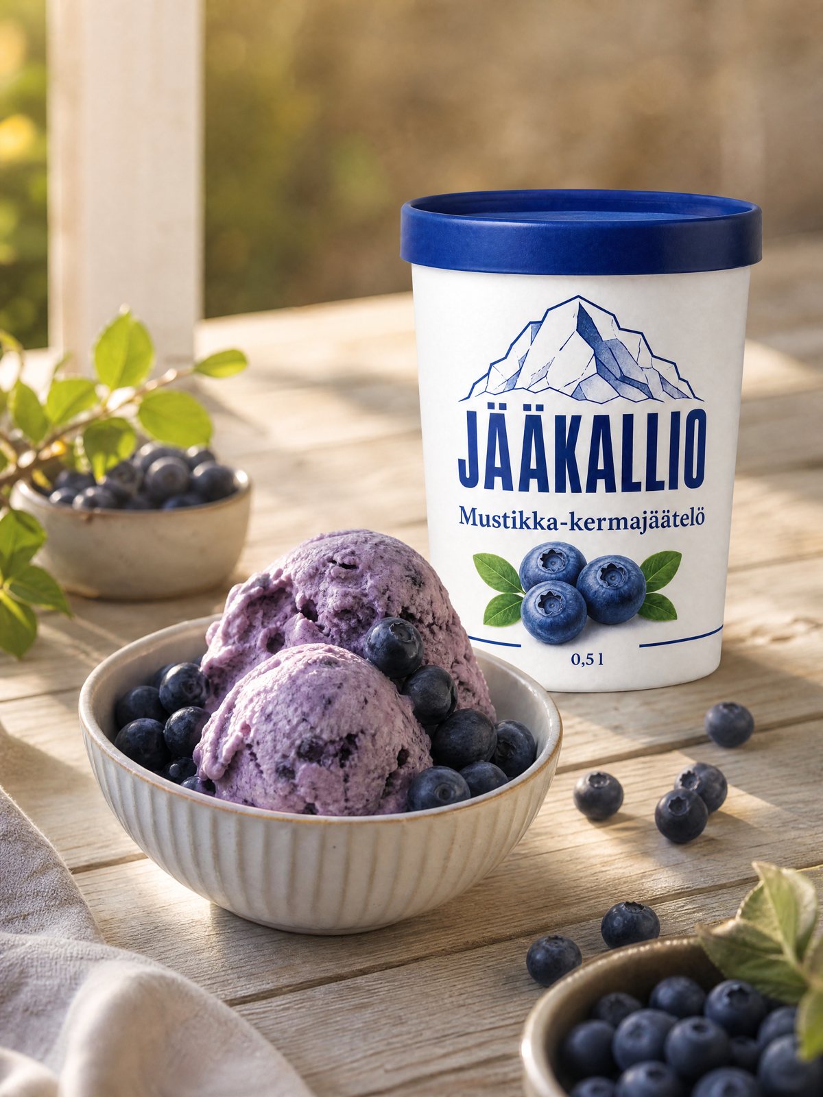 Jääkallio Mustikka-kermajäätelö